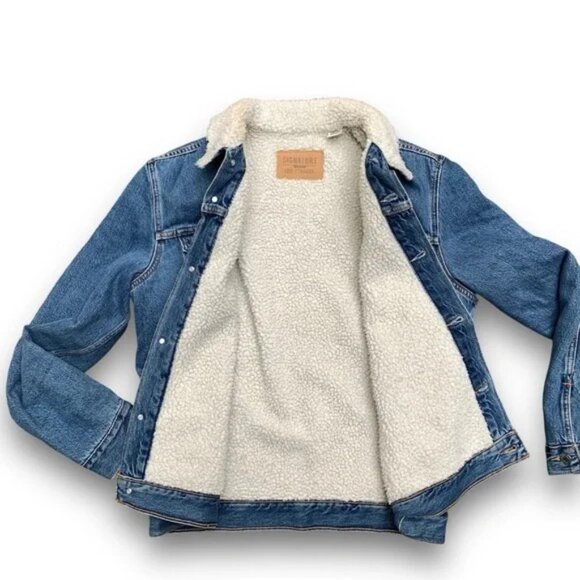 Levi Signature Gold Sherpa Lined Trucker Denim Jean Jacket Men’s size Medium - Picture 12 of 15